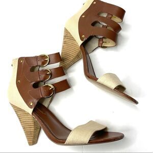 NWOT Matt Bernson 3” Leather and Canvas Heels Sz 8